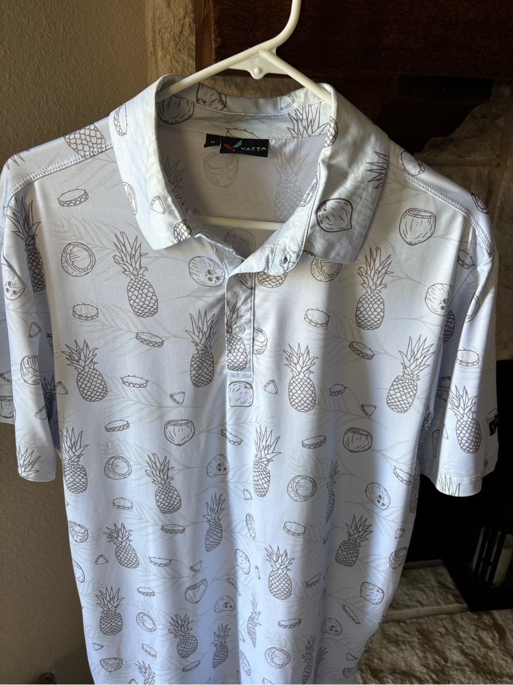 Yatta Golf “Piña Colada” Print Polo - White, Size M